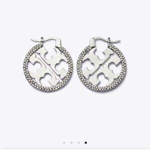 Tory Burch Miller Pave Hoop Earrings w Dust Bag NWOT